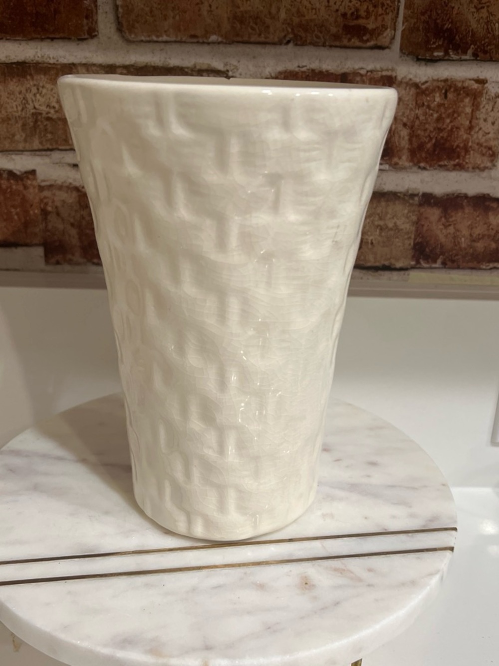 White Textured Ceramic Vase - Home Art
